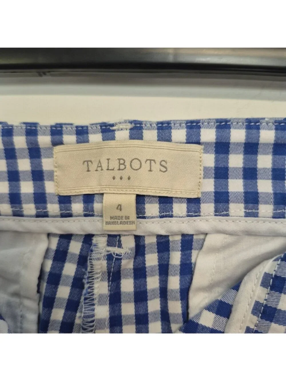 Talbots Womens Blue & White Gingham Check Ankle Pants With Embroidered Hem Size - Picture 6 of 8